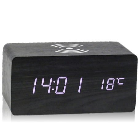 ZEGAR DREWNAINY CZARNY ŁADOWANIE INDUKCYJNE KH1040 ZEGAR DREWNAINY CZARNY ŁADOWANIE INDUKCYJNE KH1040