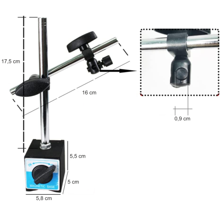 STATYW MAGNETYCZNY DO CZUJNIKA ZEGAROWEGO 6mm 8mm STATYW MAGNETYCZNY DO CZUJNIKA ZEGAROWEGO 6mm 8mm