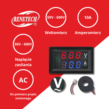 AMPEROMIERZ WOLTOMIERZ 600V 10A PRĄD ZMIENNY AC AMPEROMIERZ WOLTOMIERZ 600V 10A PRĄD ZMIENNY AC