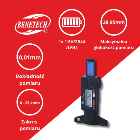 CYFROWY MIERNIK GŁĘBOKOŚCI BIEŻNIKA TM7202-CZ
