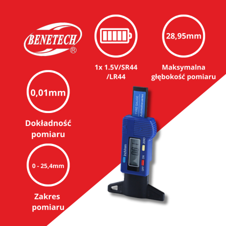 CYFROWY MIERNIK GŁĘBOKOŚCI BIEŻNIKA TM7202-NI