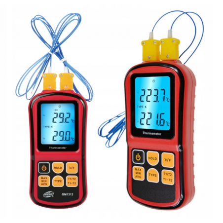 CYFROWY TERMOMETR 2x TERMOPARA GM1312 CYFROWY TERMOMETR 2x TERMOPARA GM1312